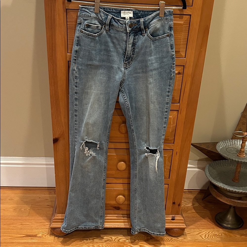 Candace Cameron Bure Light Blue Distressed Flare Jeans